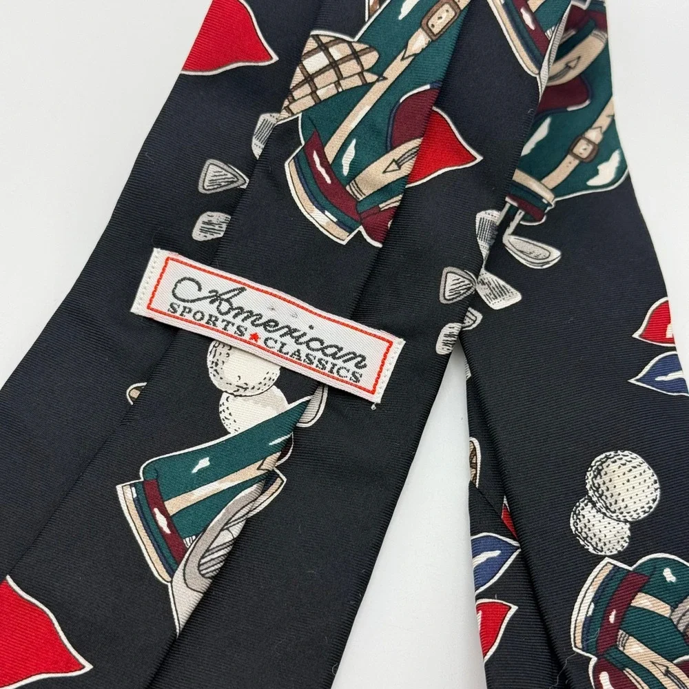 American Sports‎ Classics Mens Silk Golf Tie Black Novelty Golf Bags Clubs USA